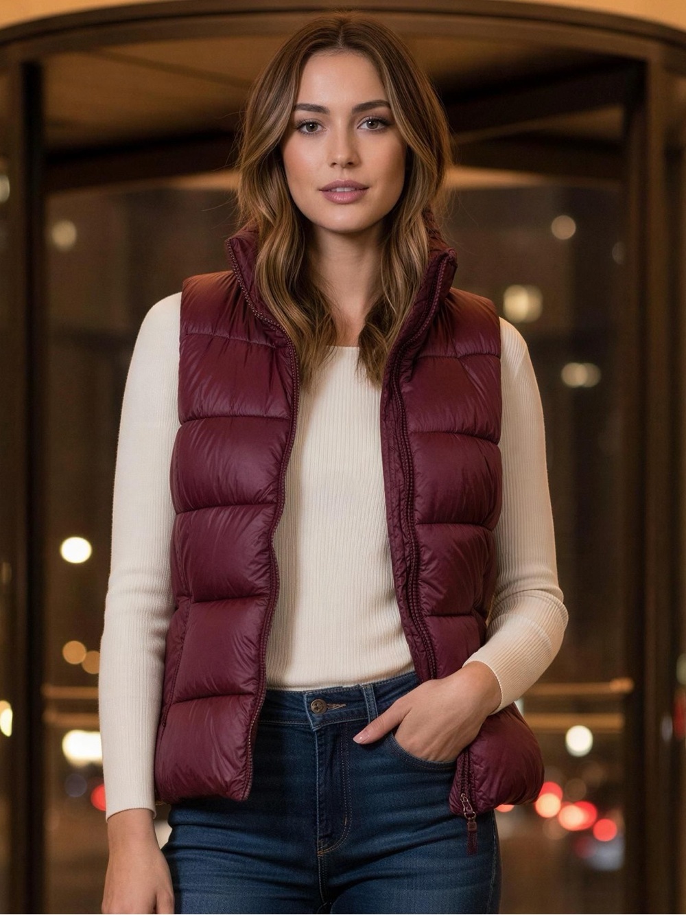 Old‎ Navy Women's Burgundy Quilted Puffer Vest